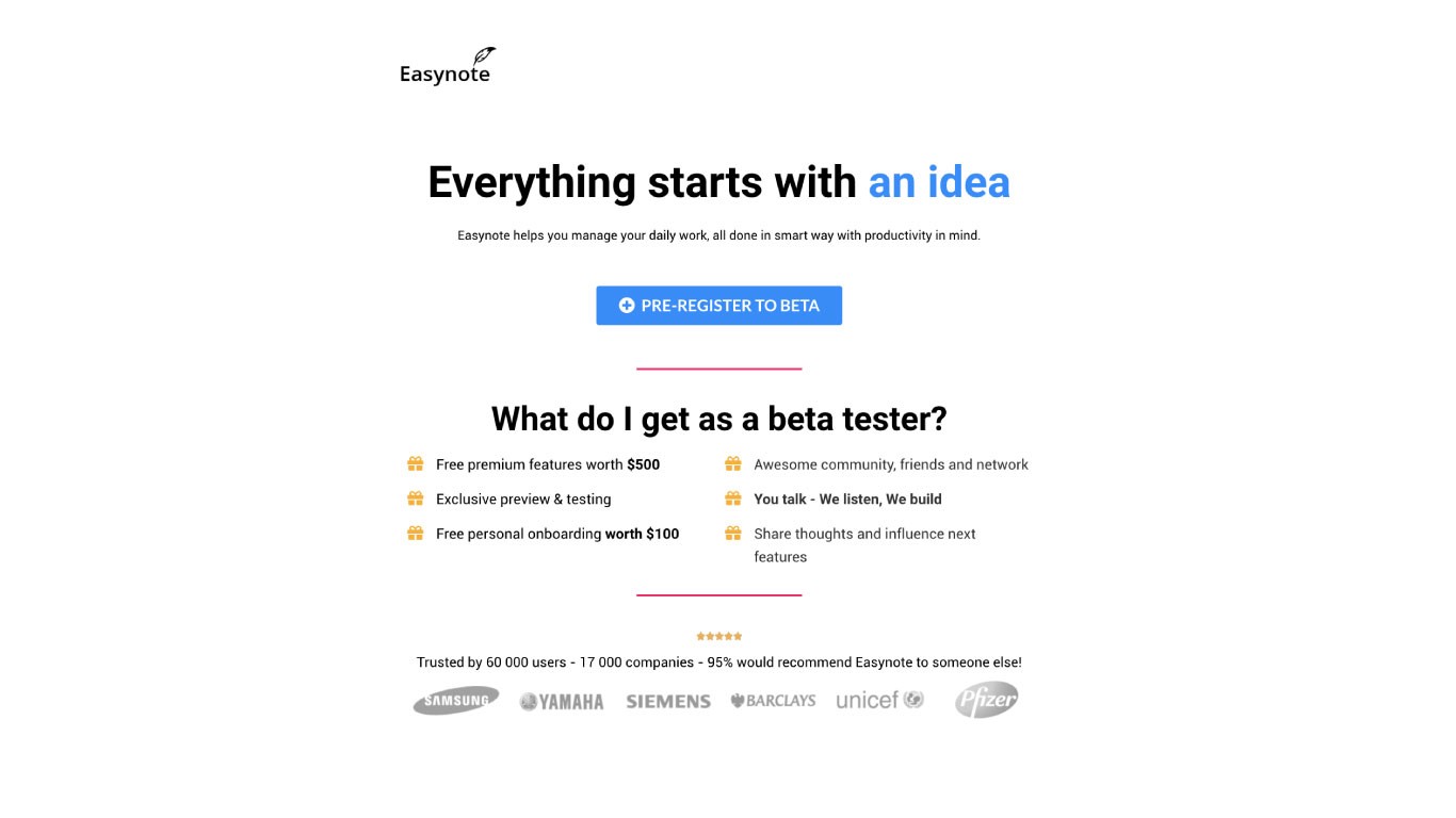 beta launch landing page