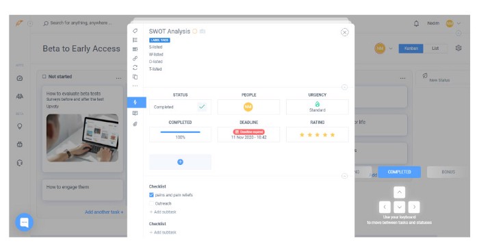 a screenshot of easynote's kanban boards that help scrum masters use techniques for agile methodologies and approaches