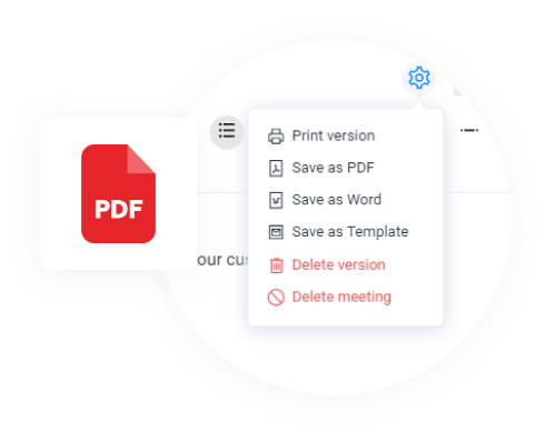 Export meeting minutes to pdf or word