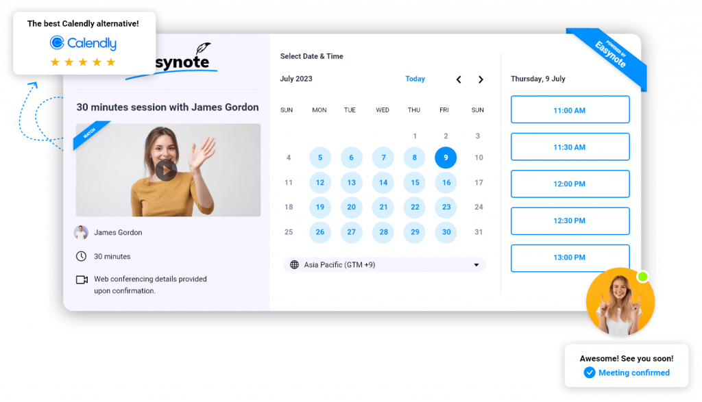 Easynote scheduling app and its pricing. A affordable alternative to Calendly and the calendly pricing. 