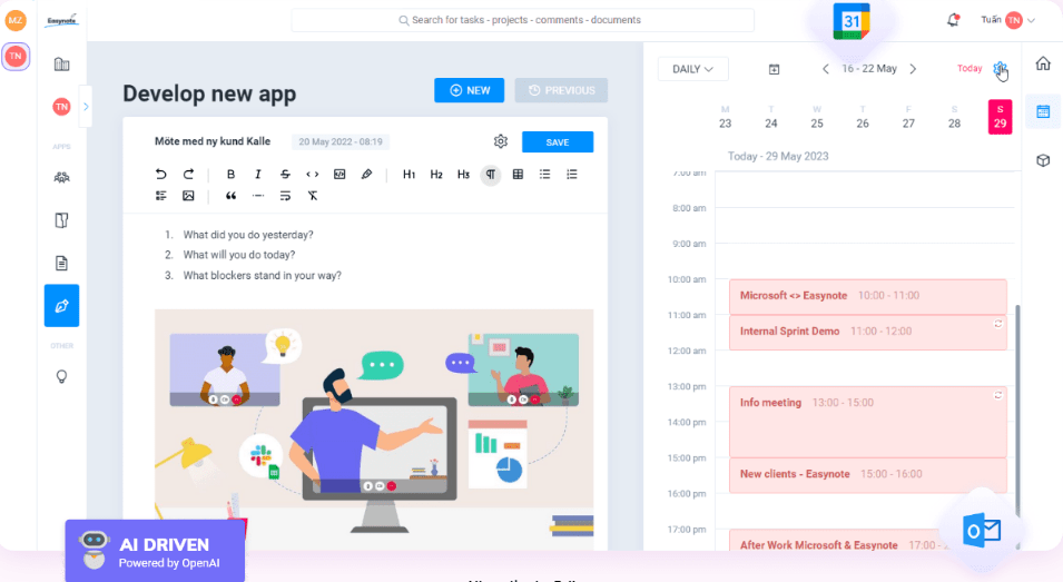 meeting scheduling in easynote