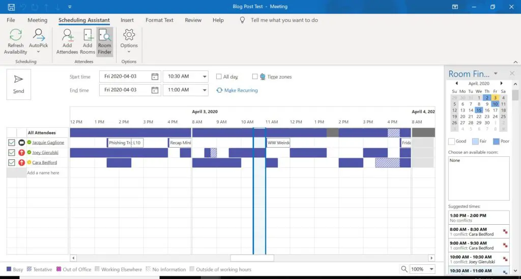 Screenshot of dashboard which can serve as scheduling assistant for businesses similar to easynote