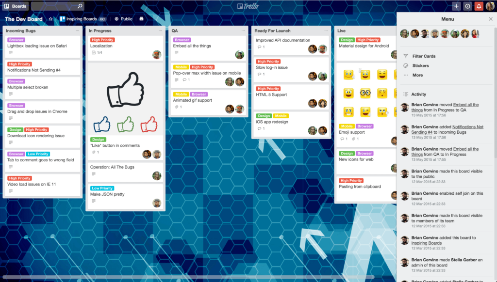 Screenshot of trello's progress chart which can help you track your project's progress similar to easynote