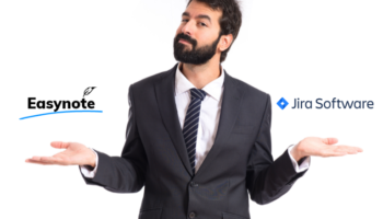 businessman comparing easynote vs jira and trying to decide which tool is better choosing easynote