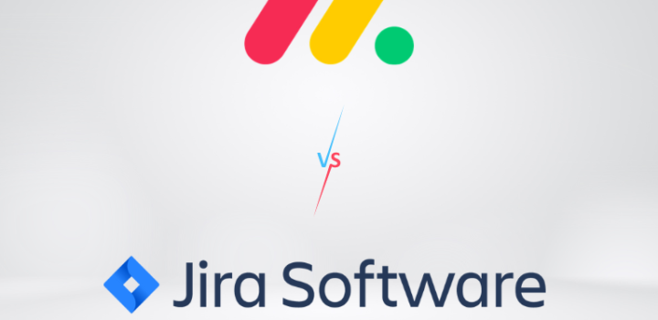 monday vs jira shown on a white surface used as a visual representation of the battle of two tools